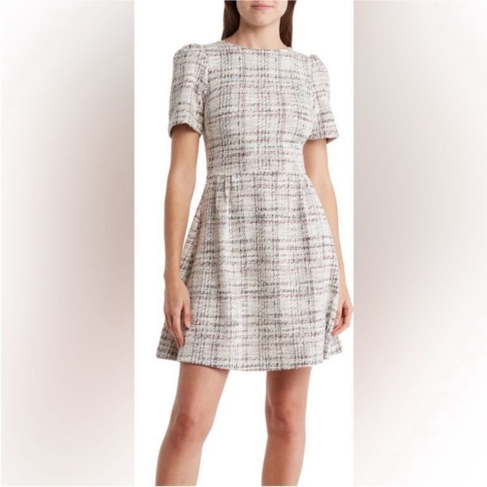 Love Ady NWT Boucle Tweed Dress in Ivory Multi Size Large